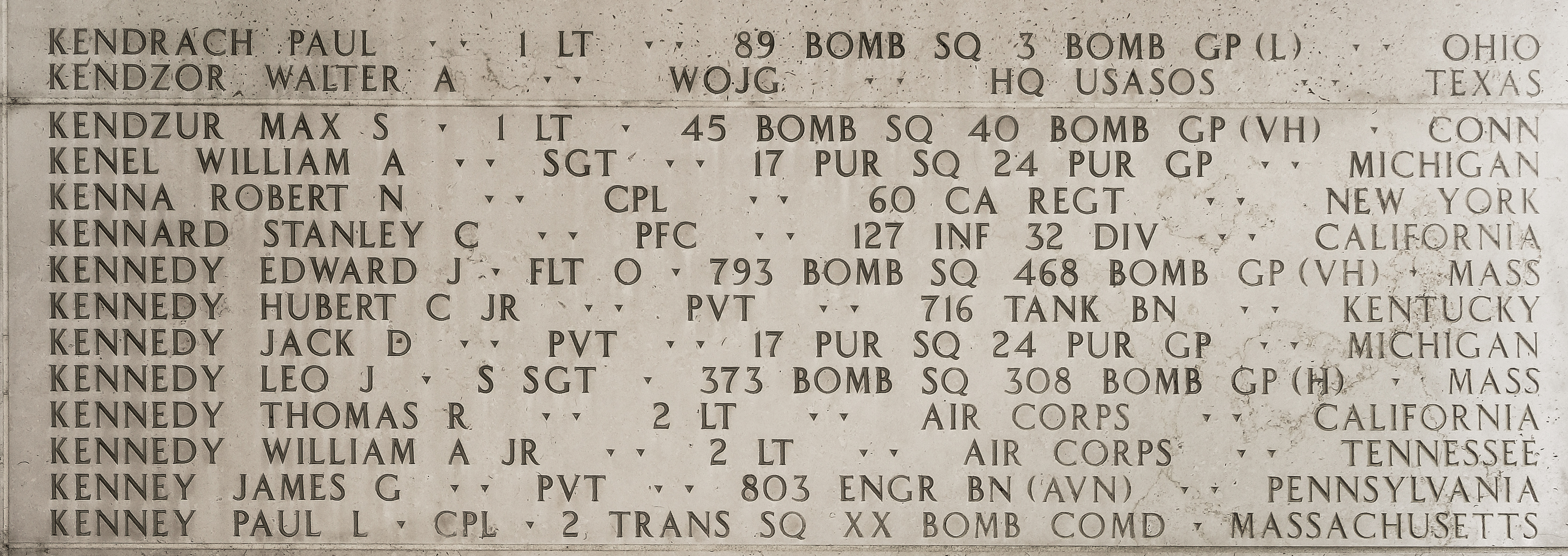 Max S. Kendzur, First Lieutenant